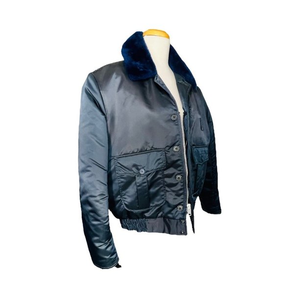 Horace Small Tuffy Jac Police Jacket Black Nylon w/Faux Fur Collar Vintage 40L - Picture 3 of 9